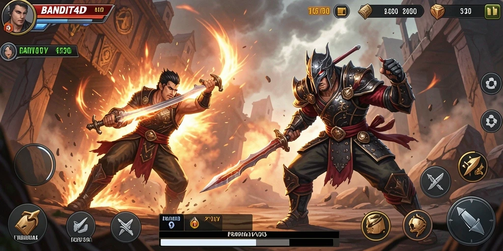 Screenshot dari gameplay BANDIT4D dengan pertarungan epik.
