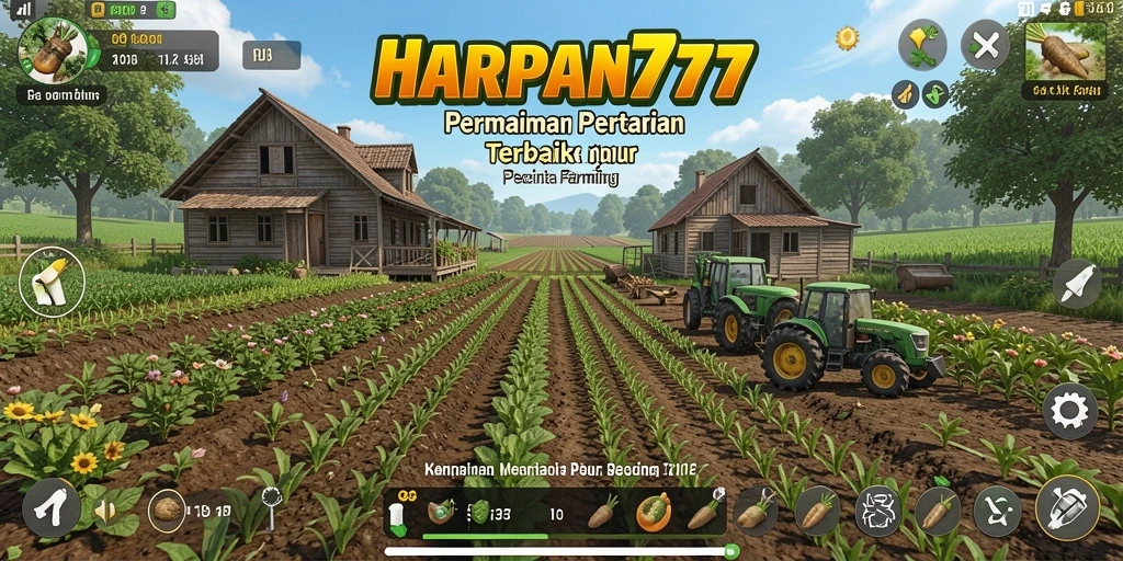 Tampilan gameplay HARAPAN777 menampilkan aktivitas pertanian yang interaktif dan menarik.