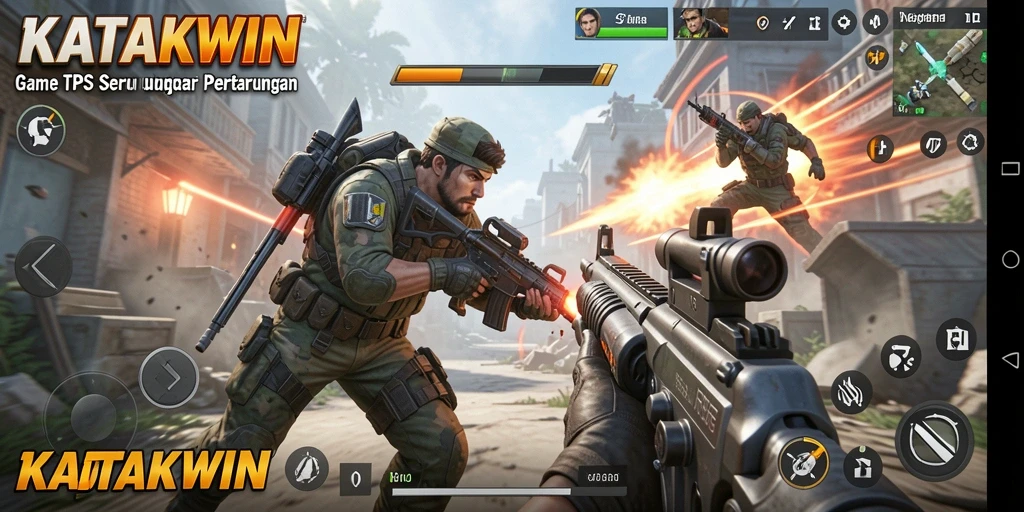 Tampilan gameplay KATAKWIN yang mendebarkan dan penuh aksi.