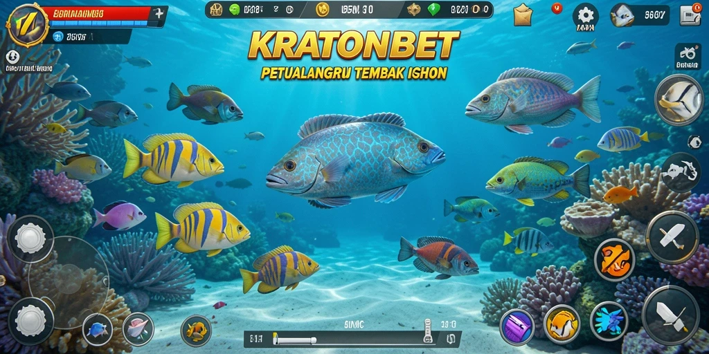 Gameplay seru dalam KRATONBET dengan ikan berwarna-warni.