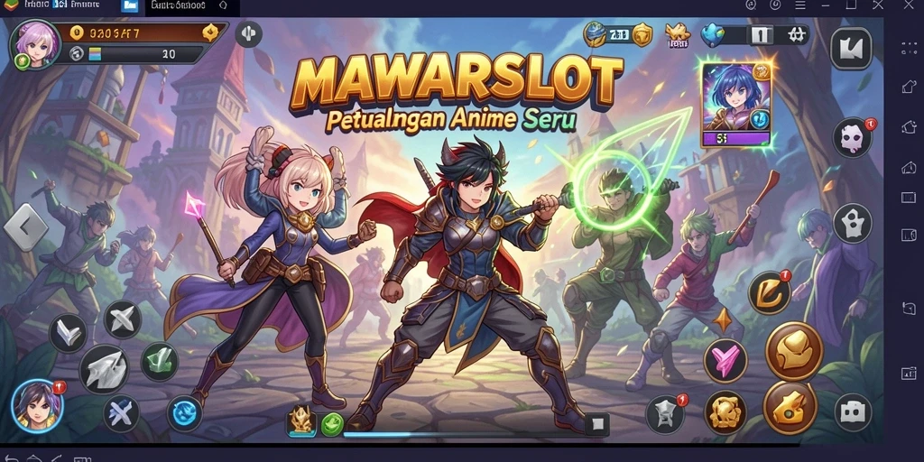 Tampilan gameplay MAWARSLOT yang penuh aksi dan warna-warni anime.