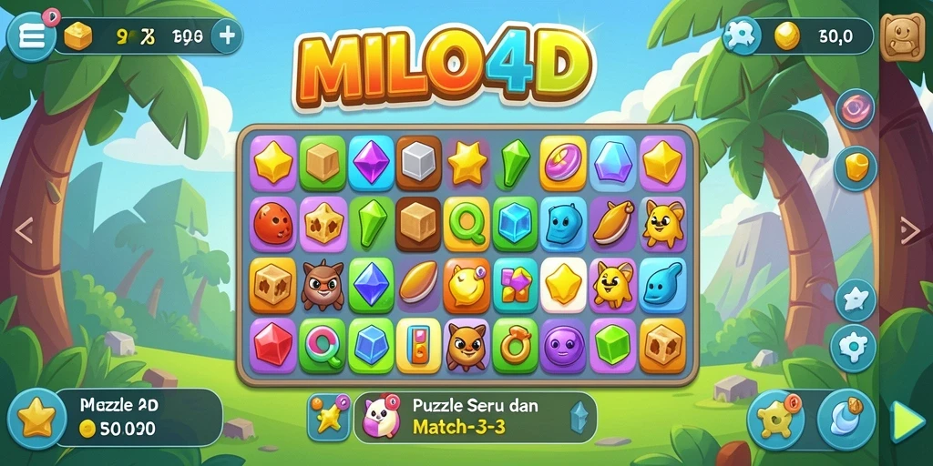 Gameplay seru MILO4D dengan level Match-3 yang menantang.