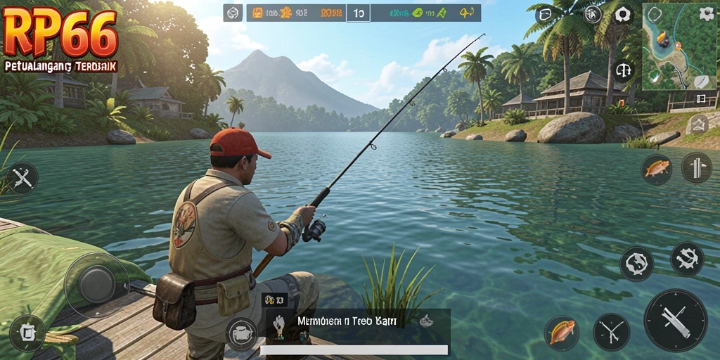 Tampilan gameplay RP66 dengan aksi memancing yang mendebarkan.