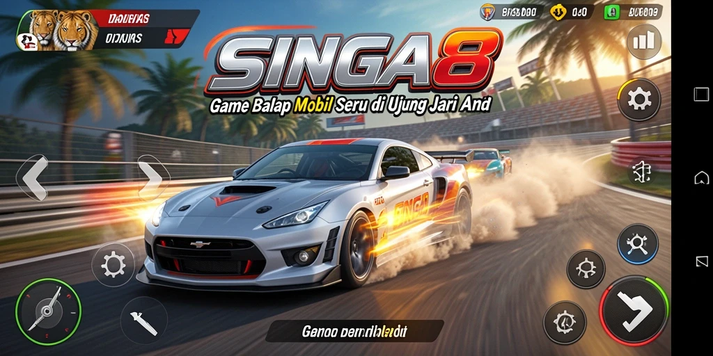 Screenshot gameplay balap mobil seru di SINGA8.