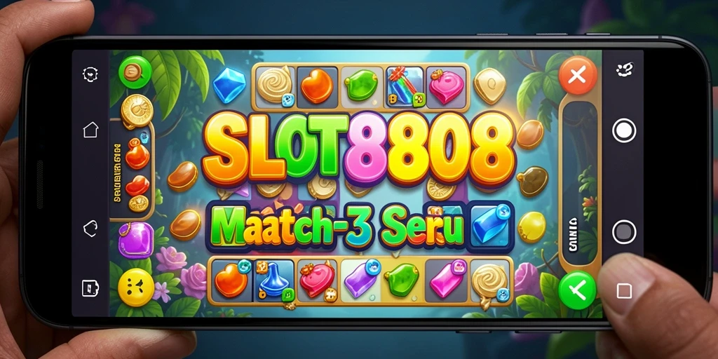 Tampilan gameplay seru di SLOT8808 dengan kombinasi elemen Match-3.