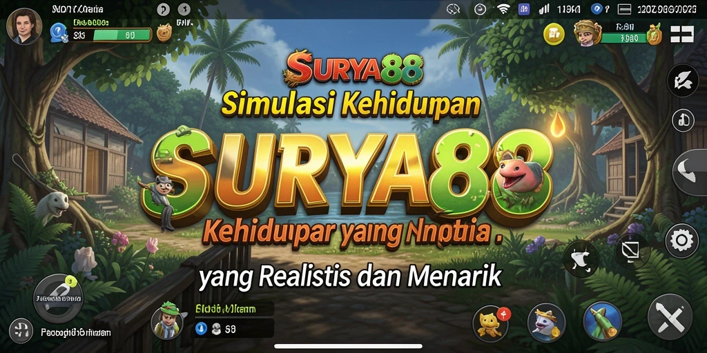 Tampilan menarik dari gameplay <strong>SURYA88</strong> yang menggambarkan kehidupan virtual yang dinamis.