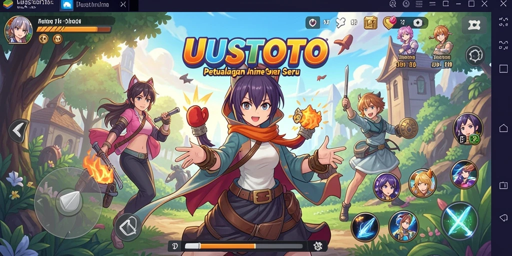 Screenshot UUSTOTO menampilkan aksi seru dalam dunia anime yang penuh warna.